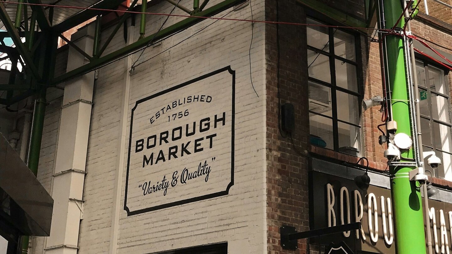 Das Foto zeigt den Borough Market in England.